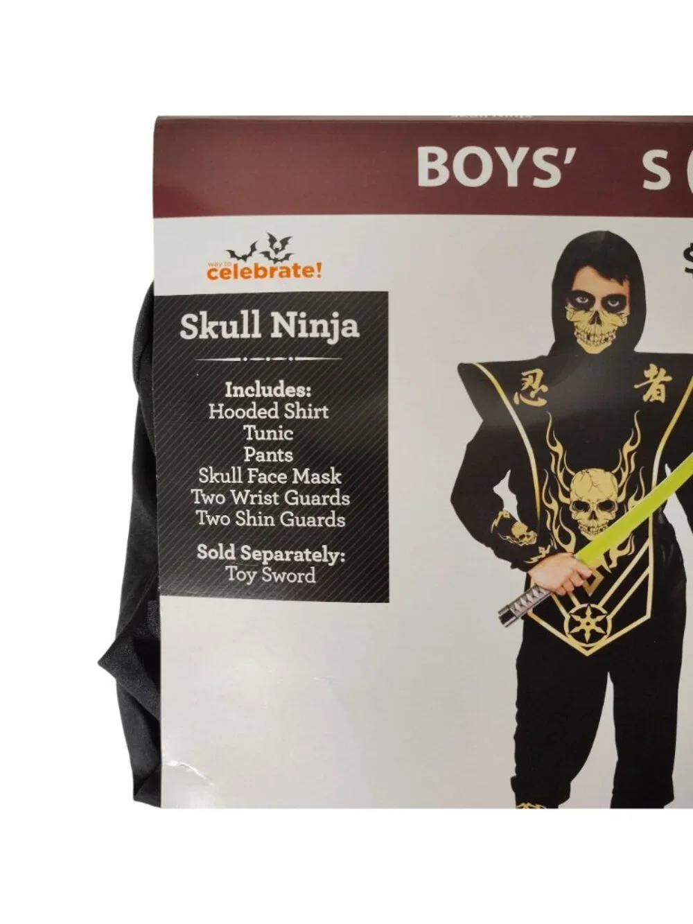 Boys Size Small Skull Ninja 6 piece New Halloween Costume Dress Up